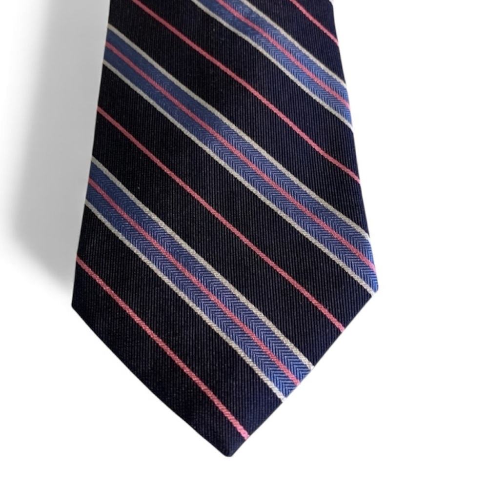 Brooks Brothers Mens Repp Silk Tie - Navy with Stripe - NWOT Made in USA